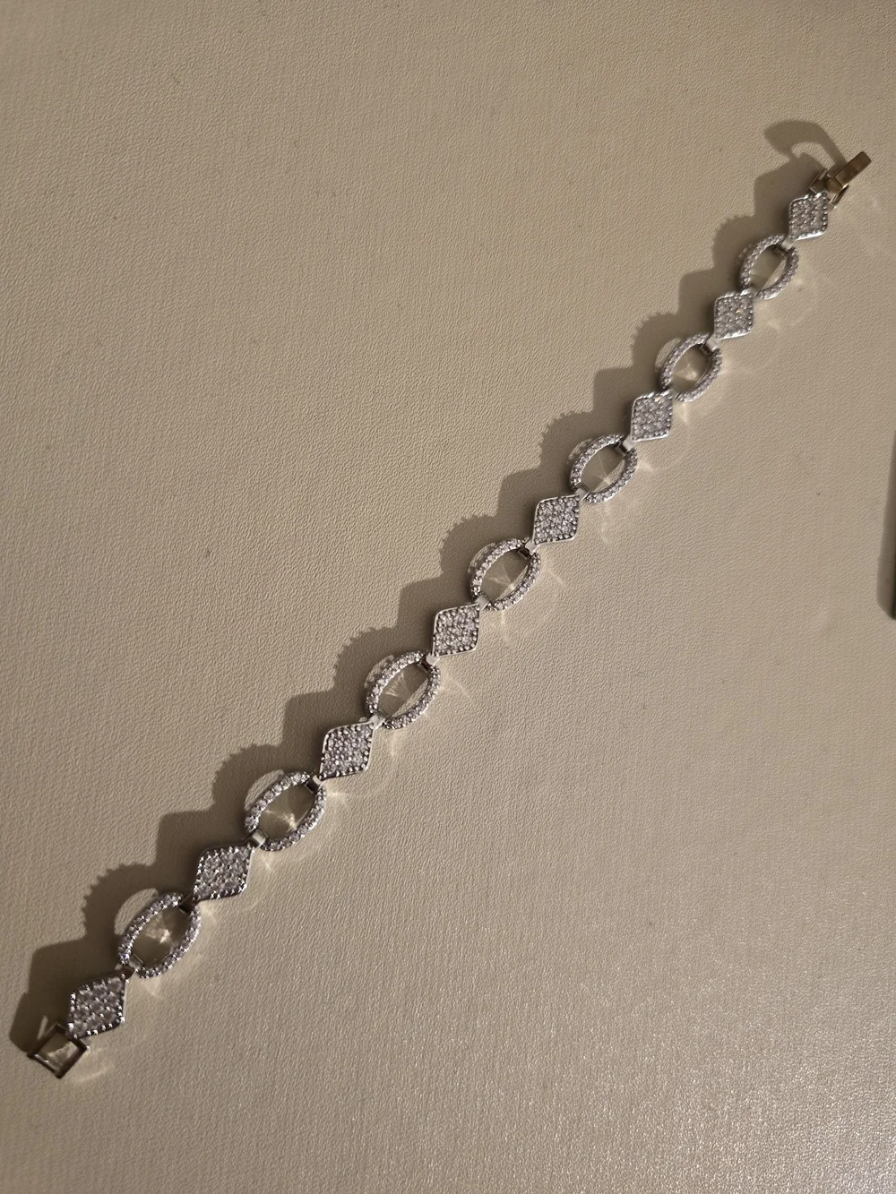 Sterling Silver CZ Link Bracelet - White